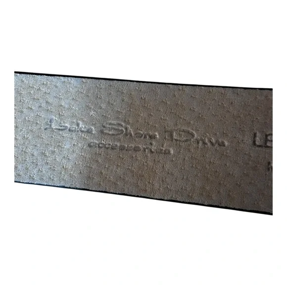 Lake Shore Drive Leather Belt with Hammered Brass and Silver Tone Buckle - Picture 6 of 6